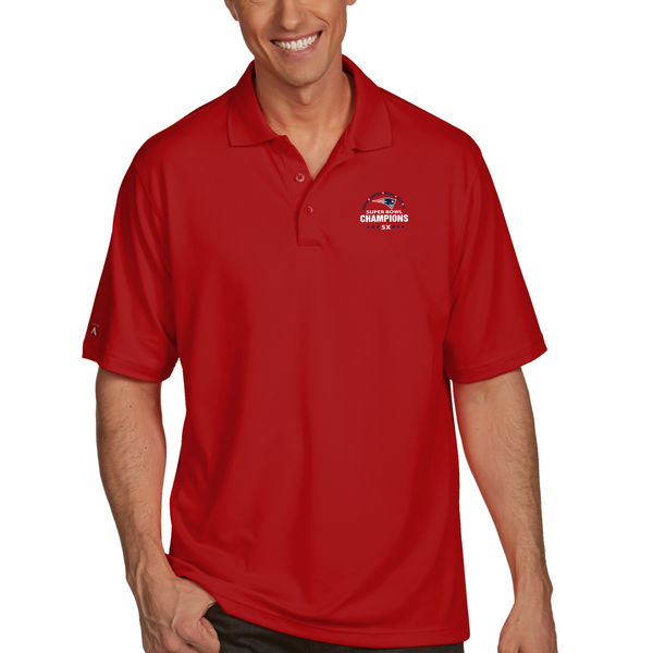 New England Patriots Antigua 5-Time Super Bowl Champions Pique X-tra Lite Polo - Red